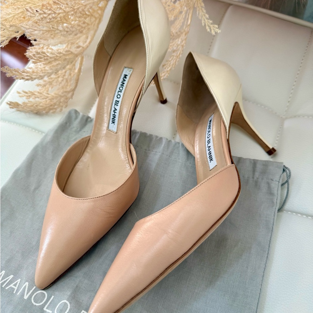 Manolo Blahnik Two-Tone Leather D’Orsay Pumps – Size 40 - Picture 4 of 11